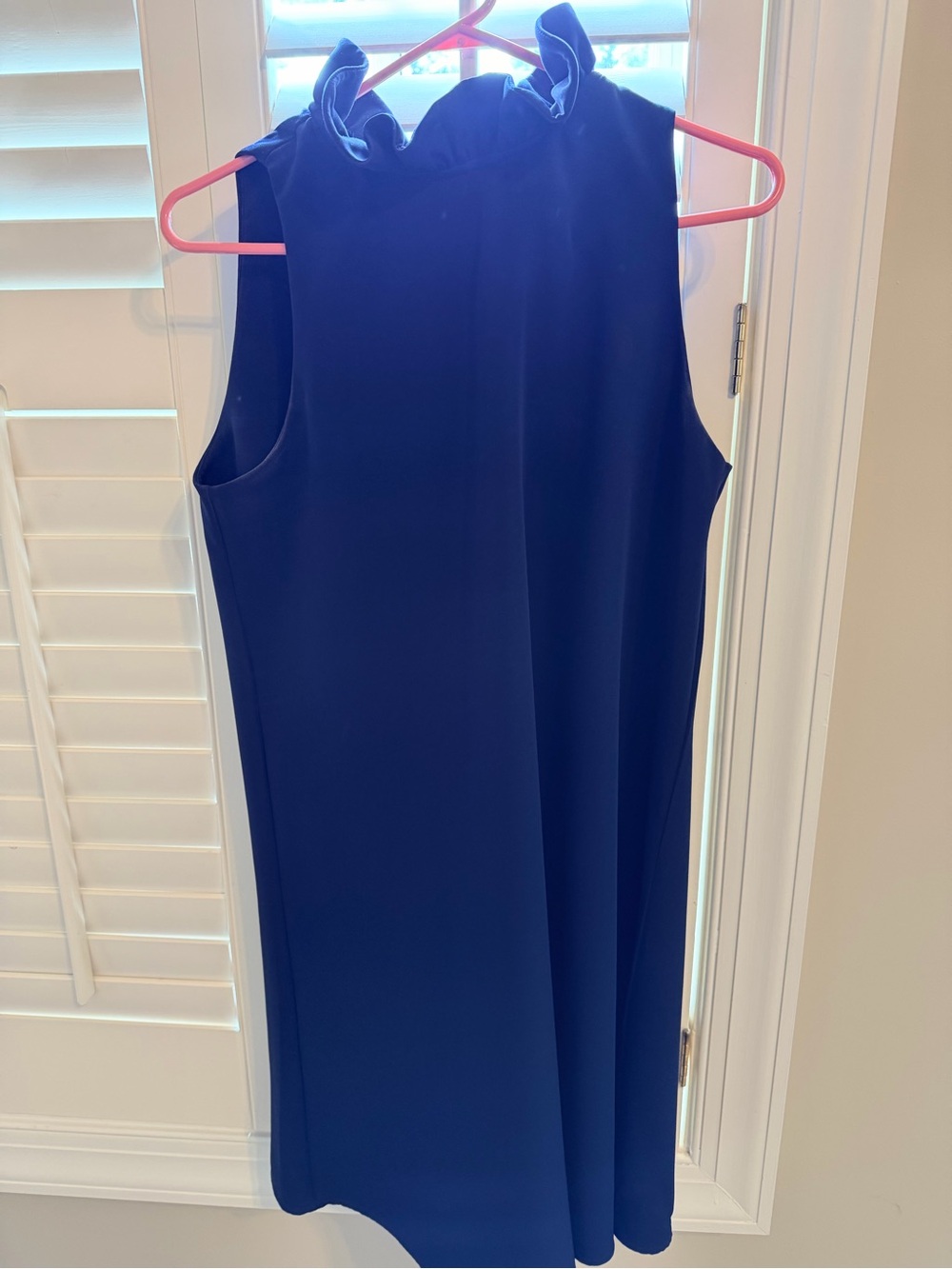 Tuckernuck Blythe Sleeveless Ruffle-Trim Shift Dress - Navy Blue